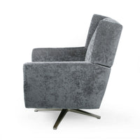 Frolic Swivel Armchair with Wingback Design, Iron Base, Gray Fabric -BM337061