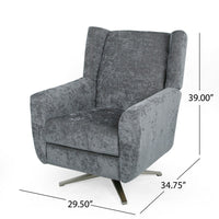 Frolic Swivel Armchair with Wingback Design, Iron Base, Gray Fabric -BM337061
