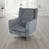 Frolic Swivel Armchair with Wingback Design, Iron Base, Gray Fabric -BM337061