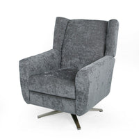 Frolic Swivel Armchair with Wingback Design, Iron Base, Gray Fabric -BM337061