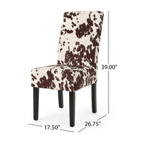 Serie Dining Chair Set of 2, Cowhide Pattern Beige Velvet, Rubberwood -BM337063