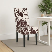 Serie Dining Chair Set of 2, Cowhide Pattern Beige Velvet, Rubberwood -BM337063