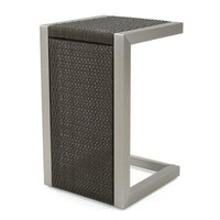 Kory Wicker Shaped Table, C Shaped Design, Brown Faux Rattan 24 Inch -BM337064