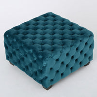 Laie Ottoman, Diamond Stitch Button Tufted Teal Blue Velvet 29 Inch -BM337066
