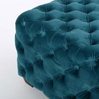 Laie Ottoman, Diamond Stitch Button Tufted Teal Blue Velvet 29 Inch -BM337066