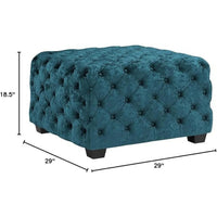 Laie Ottoman, Diamond Stitch Button Tufted Teal Blue Velvet 29 Inch -BM337066