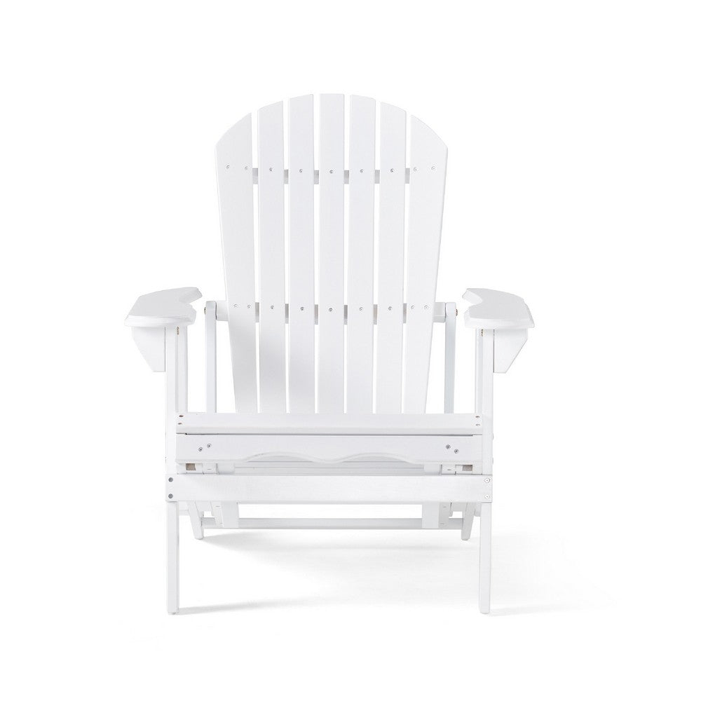 Libo Outdoor Reclining Adirondack Chair with Slanted Back, White Wood -BM337068