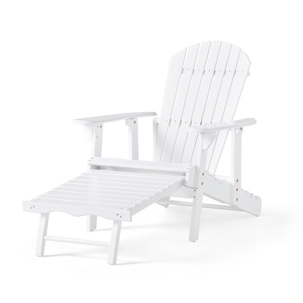 Libo Outdoor Reclining Adirondack Chair with Slanted Back, White Wood -BM337068