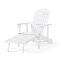 Libo Outdoor Reclining Adirondack Chair with Slanted Back, White Wood -BM337068