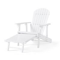 Libo Outdoor Reclining Adirondack Chair with Slanted Back, White Wood -BM337068