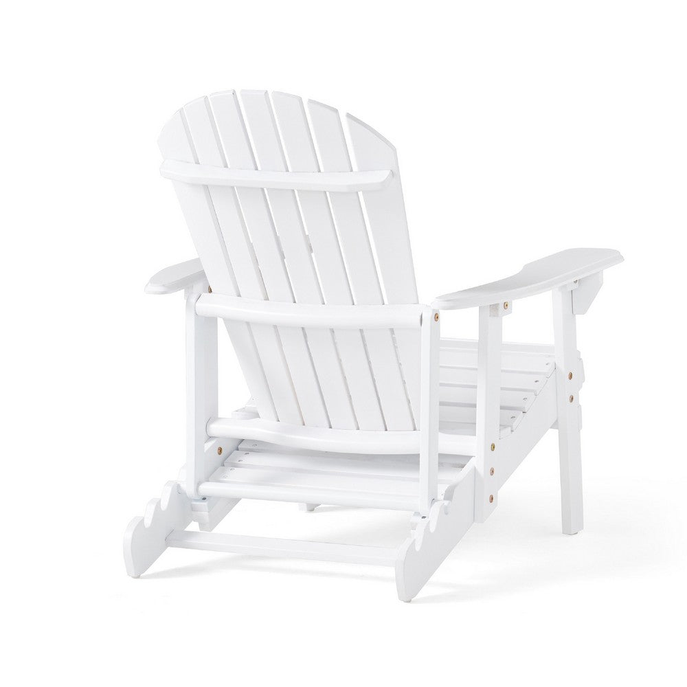 Libo Outdoor Reclining Adirondack Chair with Slanted Back, White Wood -BM337068