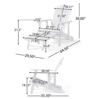 Libo Outdoor Reclining Adirondack Chair with Slanted Back, White Wood -BM337068
