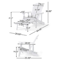 Libo Outdoor Reclining Adirondack Chair with Slanted Back, White Wood -BM337068