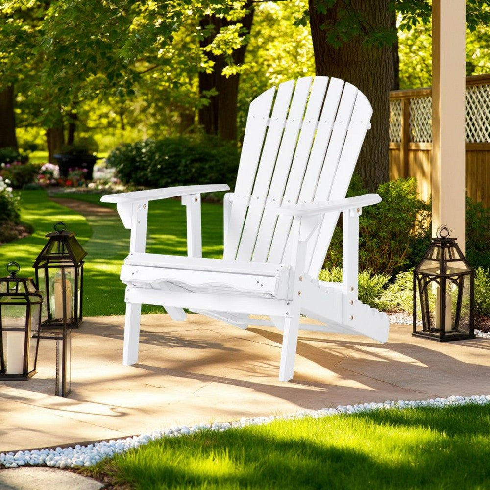Libo Outdoor Reclining Adirondack Chair with Slanted Back, White Wood -BM337068