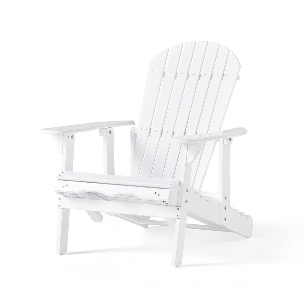 Libo Outdoor Reclining Adirondack Chair with Slanted Back, White Wood -BM337068