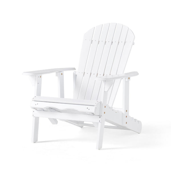 Libo Outdoor Reclining Adirondack Chair with Slanted Back, White Wood -BM337068
