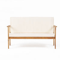 Norris Outdoor Loveseat with Slatted Seat, Brown Acacia Wood 55 Inch -BM337069