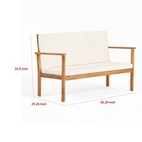 Norris Outdoor Loveseat with Slatted Seat, Brown Acacia Wood 55 Inch -BM337069