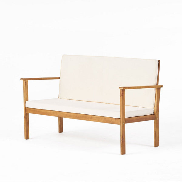 Norris Outdoor Loveseat with Slatted Seat, Brown Acacia Wood 55 Inch -BM337069