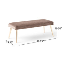 Ignis Bench with Gold Tapered Iron Legs, Taupe Brown Faux Fur 49 Inch -BM337070
