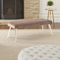 Ignis Bench with Gold Tapered Iron Legs, Taupe Brown Faux Fur 49 Inch -BM337070