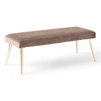 Ignis Bench with Gold Tapered Iron Legs, Taupe Brown Faux Fur 49 Inch -BM337070