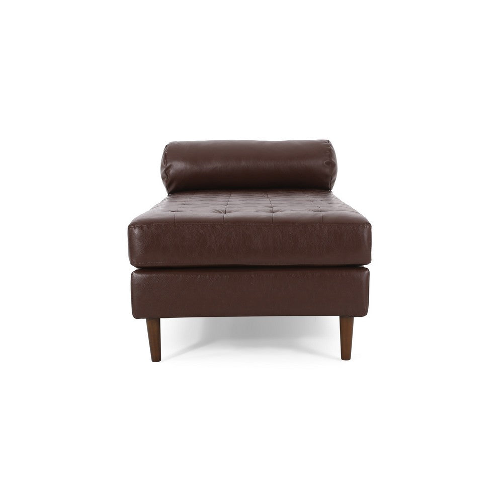 Agaro Chaise Lounger, Bolster Pillow, Brown Waffle Stitched PU Leather -BM337072
