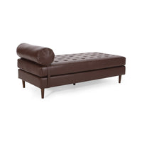 Agaro Chaise Lounger, Bolster Pillow, Brown Waffle Stitched PU Leather -BM337072