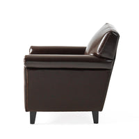 Somie Club Armchair, Rolled Arms and Square Back, Brown Faux Leather -BM337073