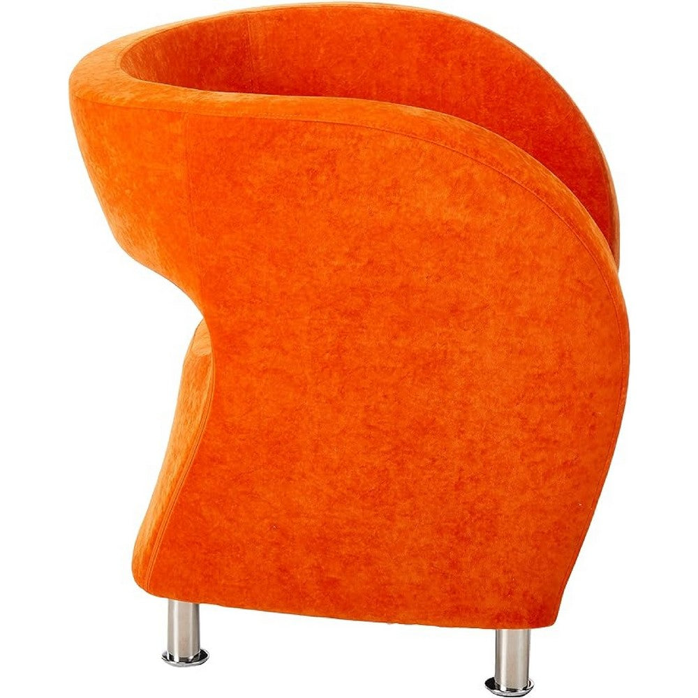 Enuy Round Accent Chair, Modern Orange Microfiber, Steel Legs -BM337078