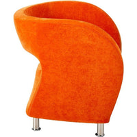 Enuy Round Accent Chair, Modern Orange Microfiber, Steel Legs -BM337078