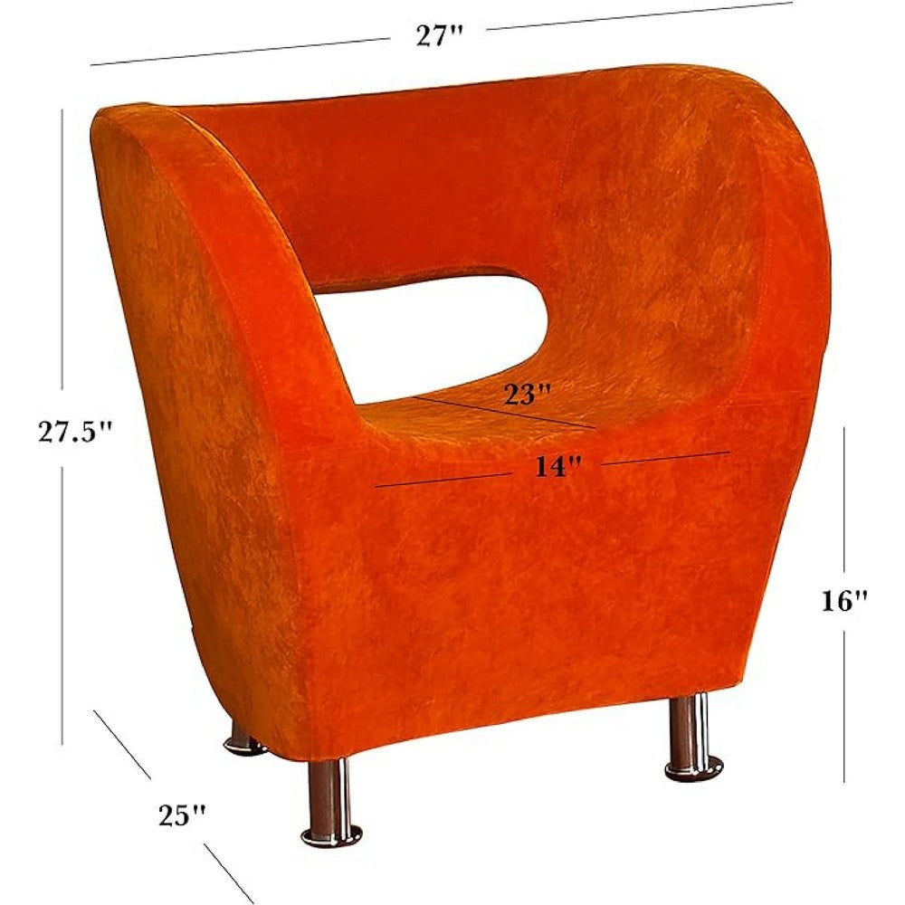 Enuy Round Accent Chair, Modern Orange Microfiber, Steel Legs -BM337078