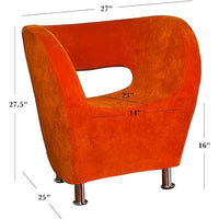 Enuy Round Accent Chair, Modern Orange Microfiber, Steel Legs -BM337078