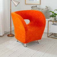 Enuy Round Accent Chair, Modern Orange Microfiber, Steel Legs -BM337078