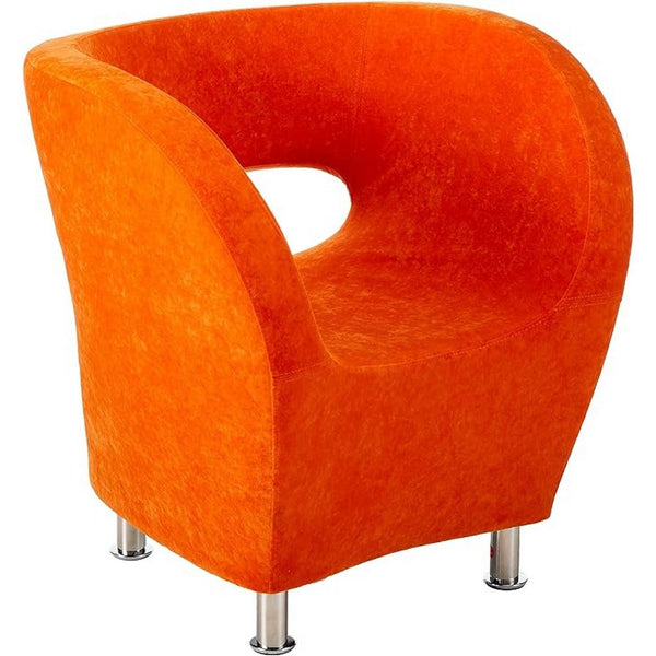 Enuy Round Accent Chair, Modern Orange Microfiber, Steel Legs -BM337078