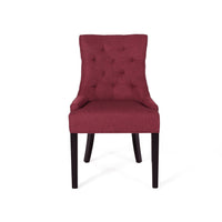 Chen Dining Chair Set of 2, Curved Backrest, Red Diamond Tufted Fabric -BM337079