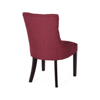 Chen Dining Chair Set of 2, Curved Backrest, Red Diamond Tufted Fabric -BM337079