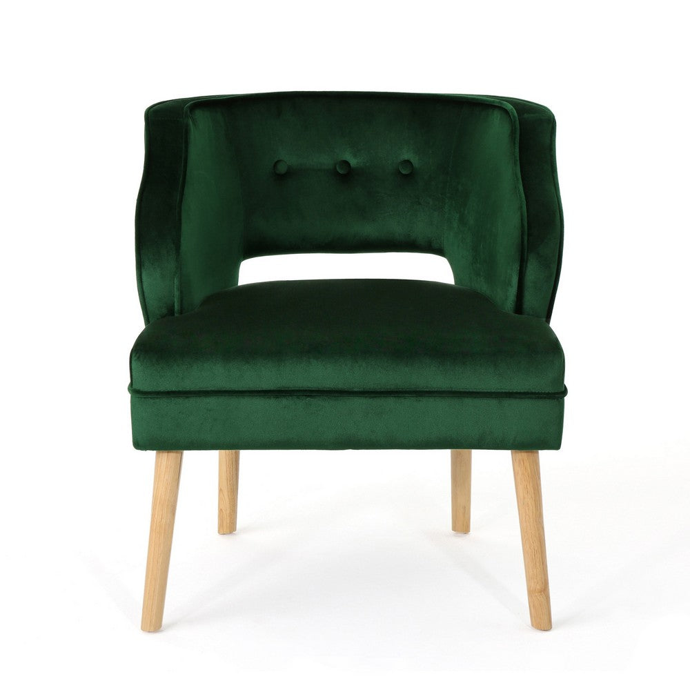 Joen Accent Armchair, Curved Back, Emerald Green Velvet -BM337080