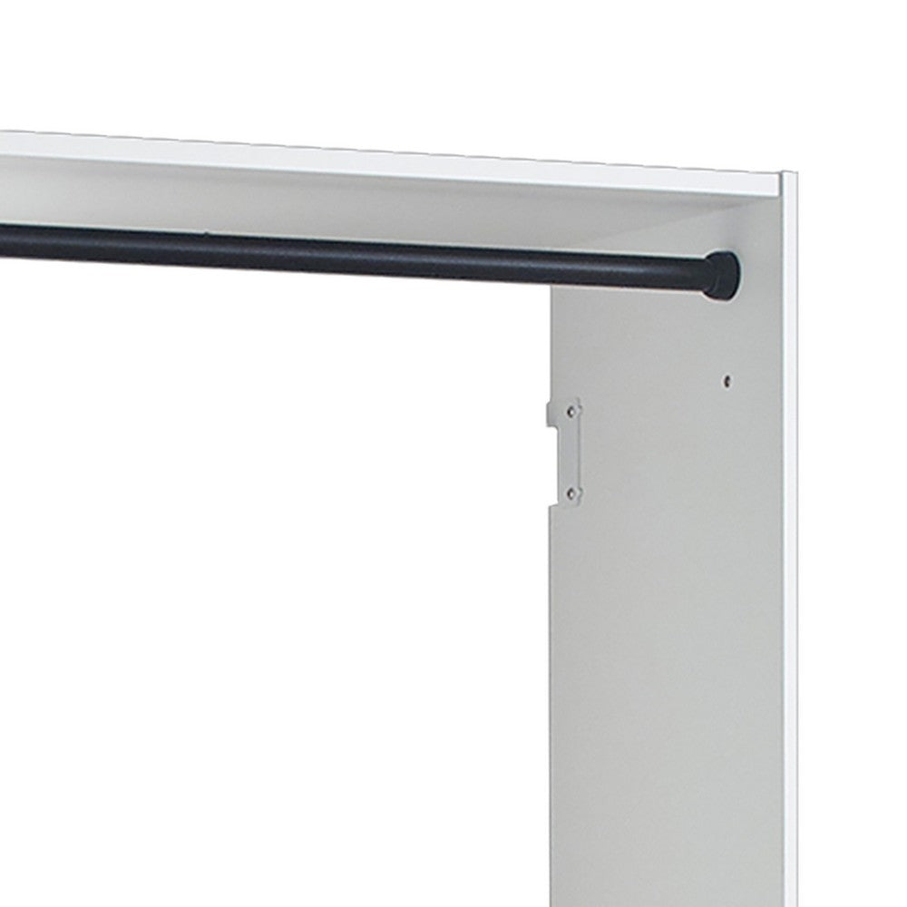 Vedz Wall Mounted Walk in Closet, 2 Hanging Rods, White Melamine -BM337082