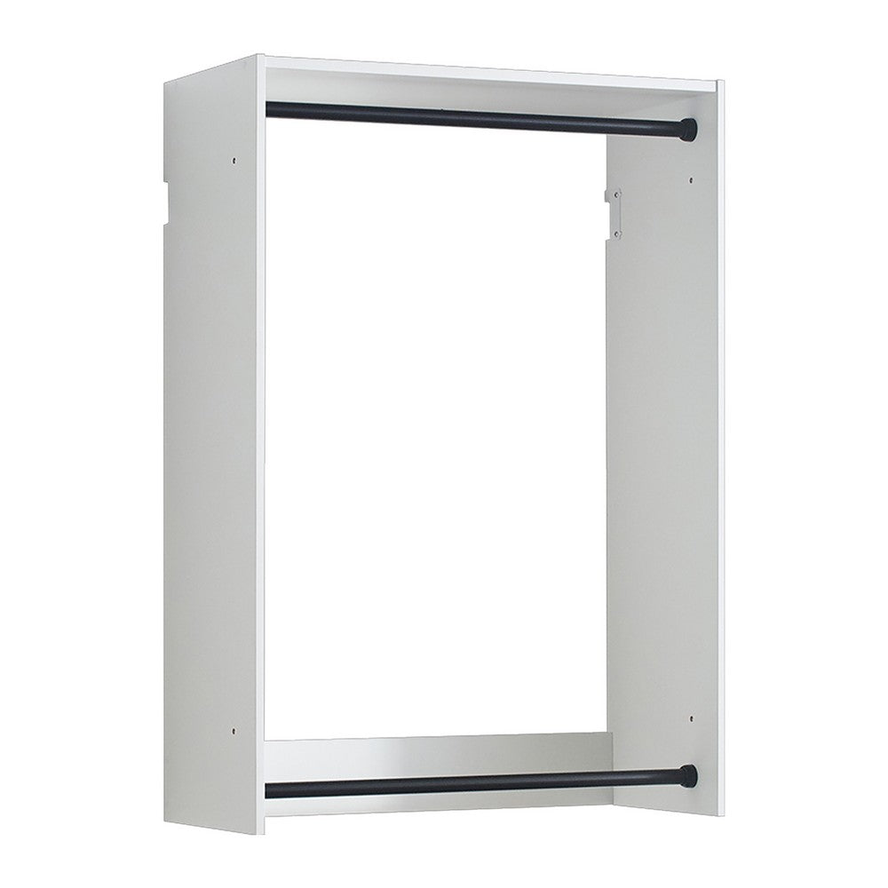 Vedz Wall Mounted Walk in Closet, 2 Hanging Rods, White Melamine -BM337082