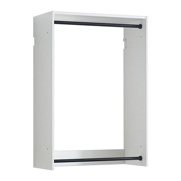 Vedz Wall Mounted Walk in Closet, 2 Hanging Rods, White Melamine -BM337082