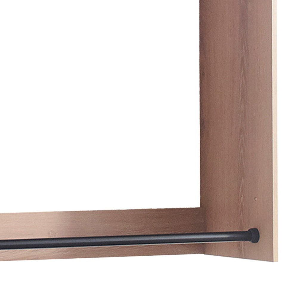 Vedz Wall Mounted Walk in Closet, 2 Hanging Rods, Oak Brown Melamine -BM337083