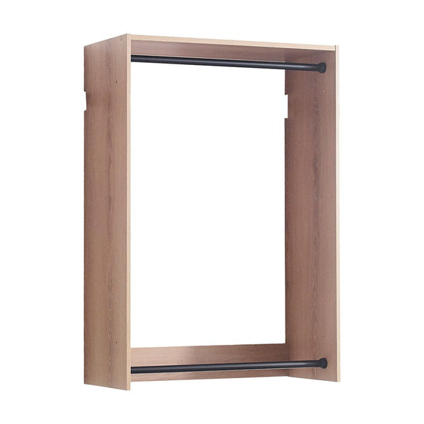 Vedz Wall Mounted Walk in Closet, 2 Hanging Rods, Oak Brown Melamine -BM337083