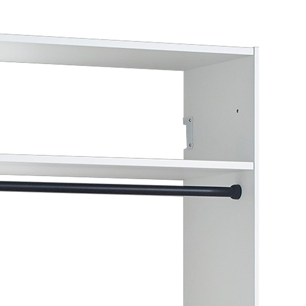 Vedz Wall Mount Walk in Closet, 1 Shelf w Hanging Rod, White Melamine -BM337084