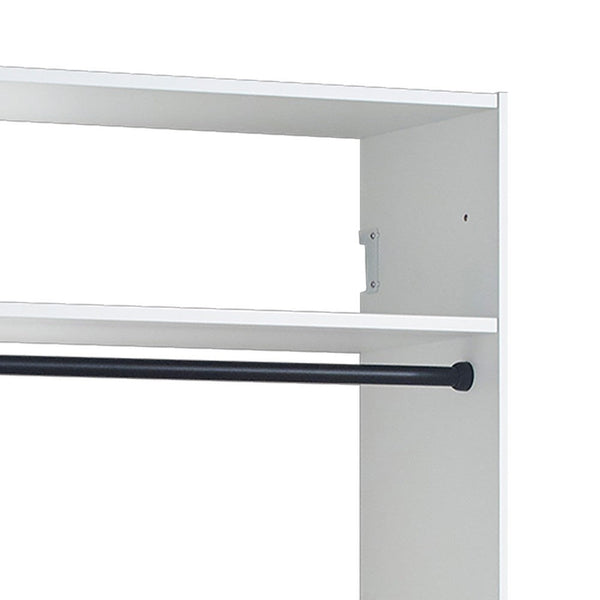 Vedz Wall Mount Walk in Closet, 1 Shelf w Hanging Rod, White Melamine -BM337084