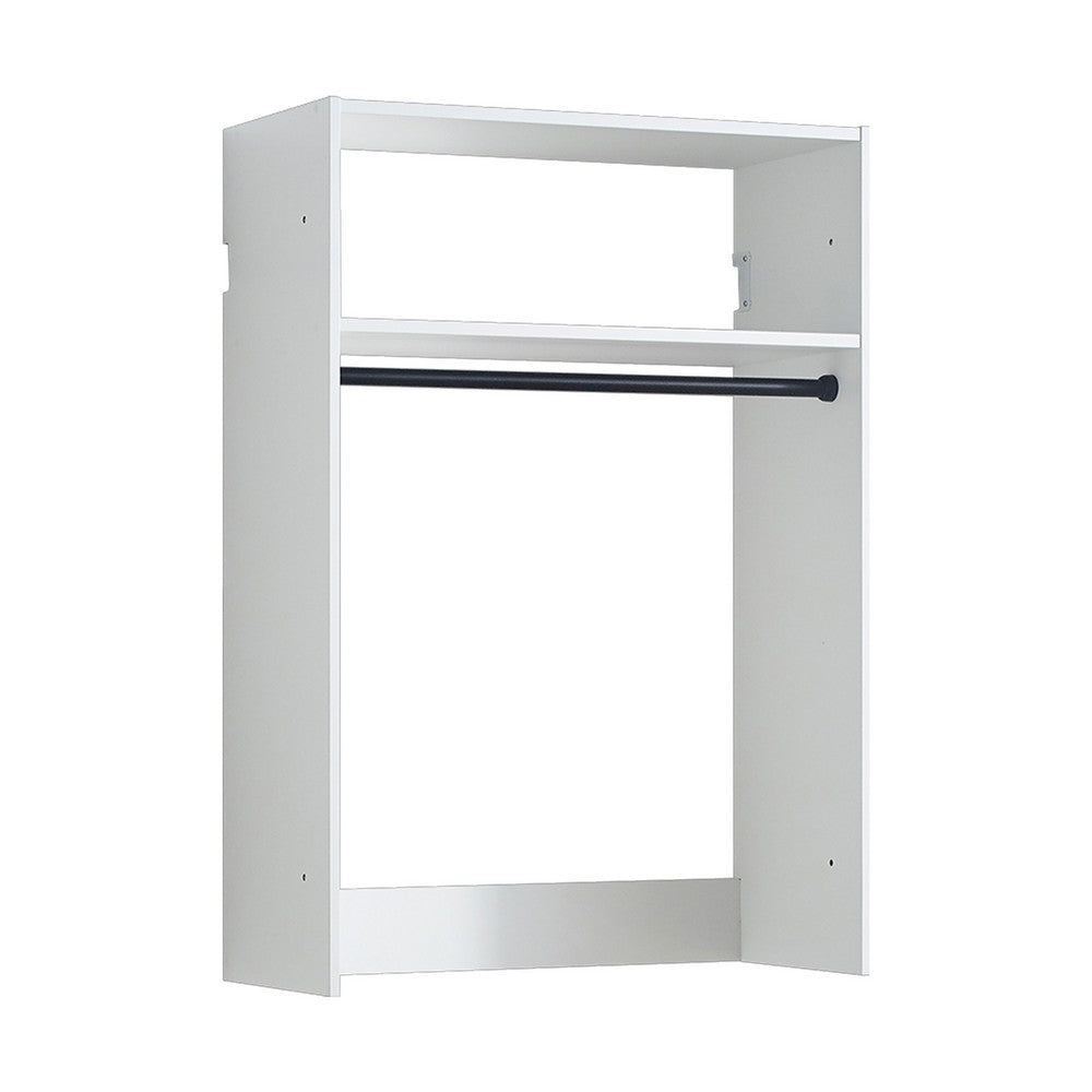 Vedz Wall Mount Walk in Closet, 1 Shelf w Hanging Rod, White Melamine -BM337084