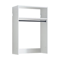 Vedz Wall Mount Walk in Closet, 1 Shelf w Hanging Rod, White Melamine -BM337084