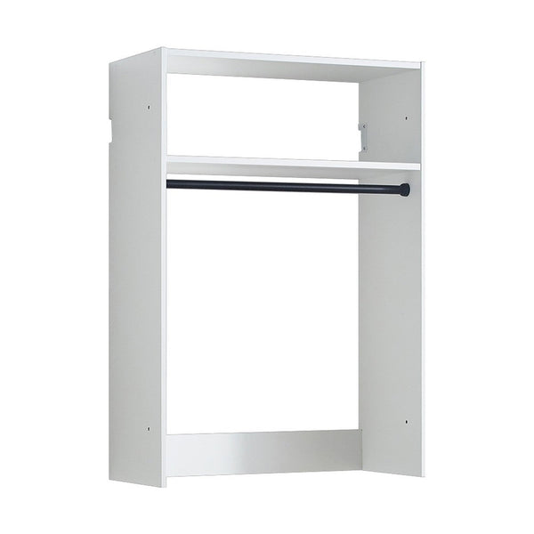 Vedz Wall Mount Walk in Closet, 1 Shelf w Hanging Rod, White Melamine -BM337084