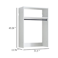 Vedz Wall Mount Walk in Closet, 1 Shelf w Hanging Rod, White Melamine -BM337084
