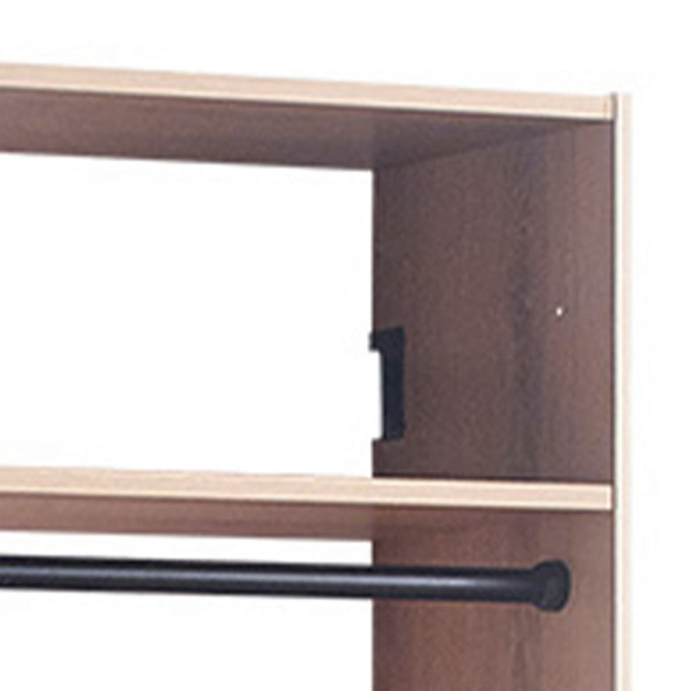 Vedz Wall Mount Walk in Closet, 1 Shelf w Hanging Rod, Oak Brown Wood -BM337085